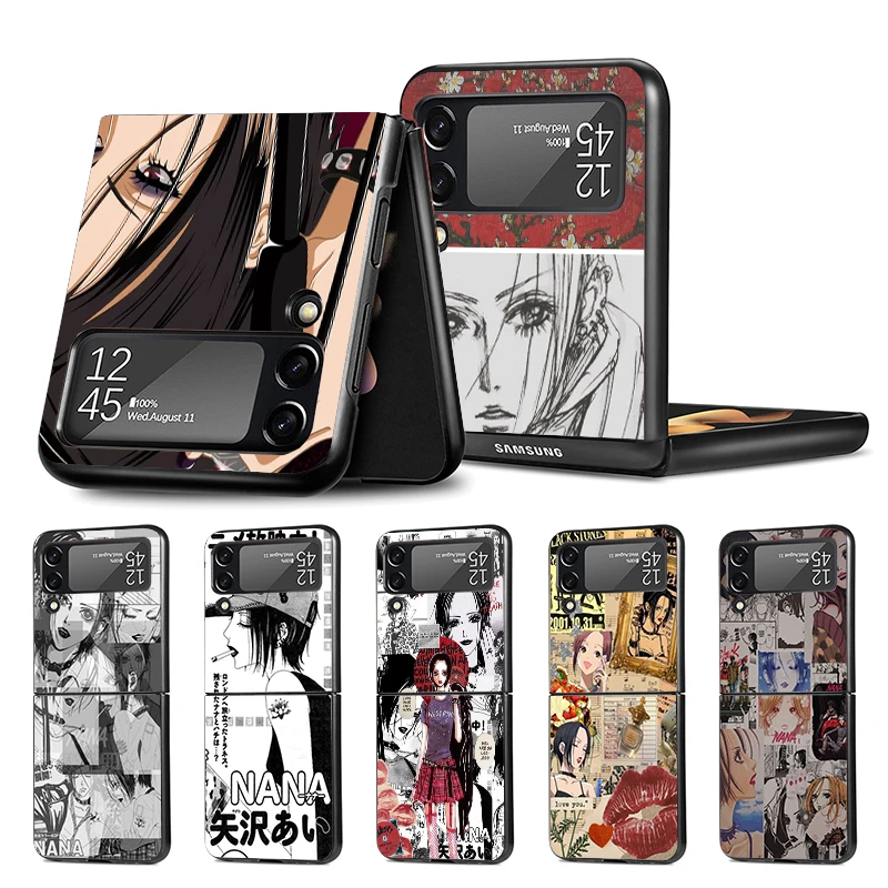 Anime Oosaki Nana Z Flip 6 Phnoe Case For Samsung Z Flip 6 5 4 5G Black Hard Shell Galaxy ZFlip4 ZFlip5 ZFlip6 ZFlip3 Unique Cov