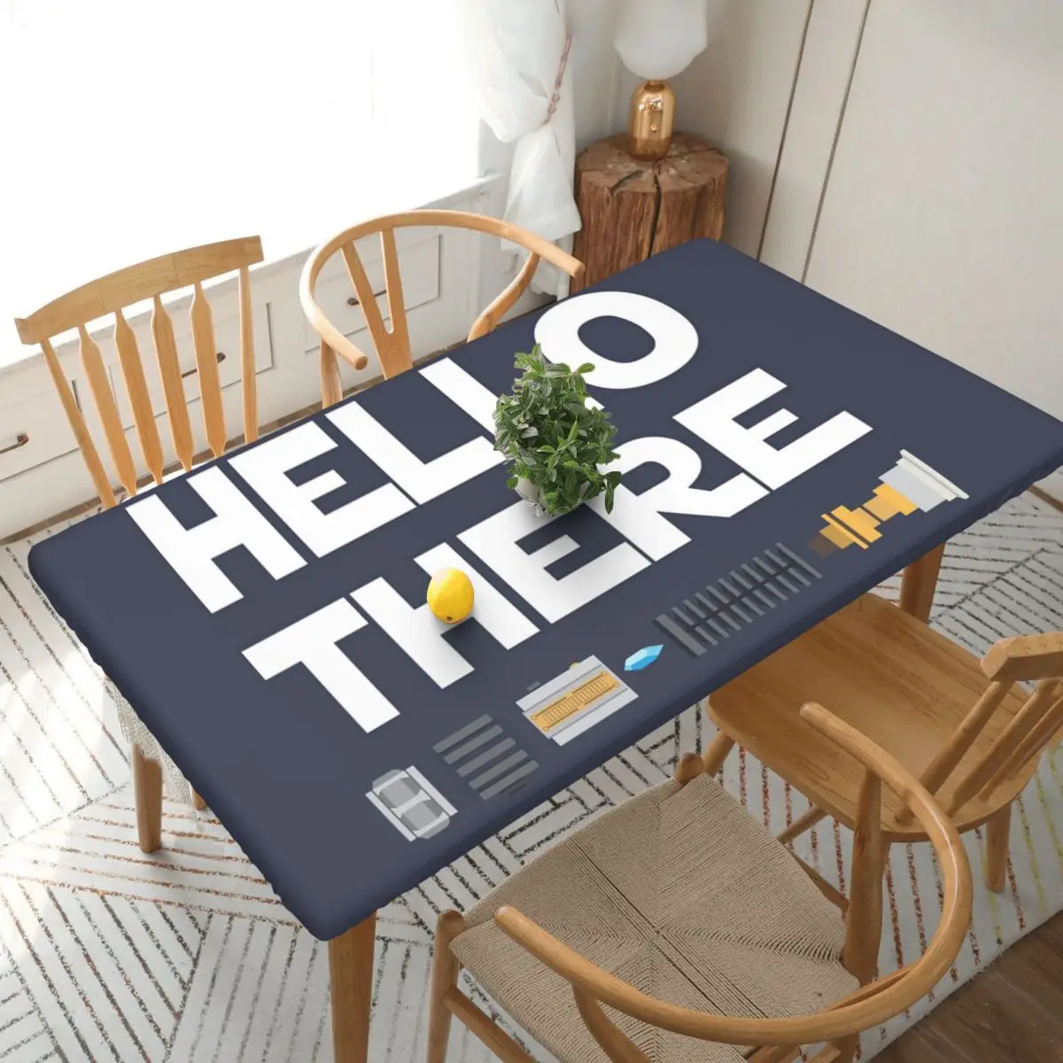 Hello There Customized Rectangular Tablecloth Waterproof Table Cover for Dining Events Table Cloth