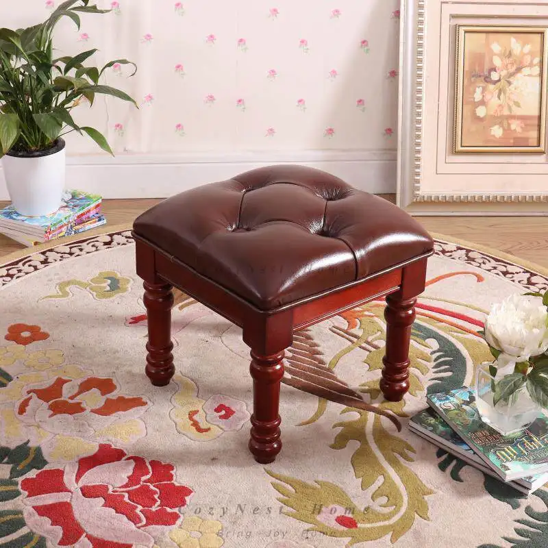 Low stool household living room solid wood sofa stool adult shoe changing stool European coffee table  small bench