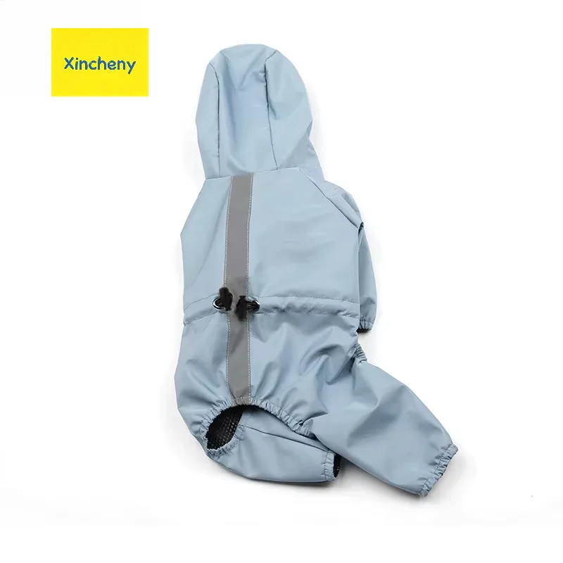 Four Legged Dog Raincoat Waterproof Hooded Breathable Reflective Lightweight Spring Summer Schnauzer Teddy Puppy Pet Clothes