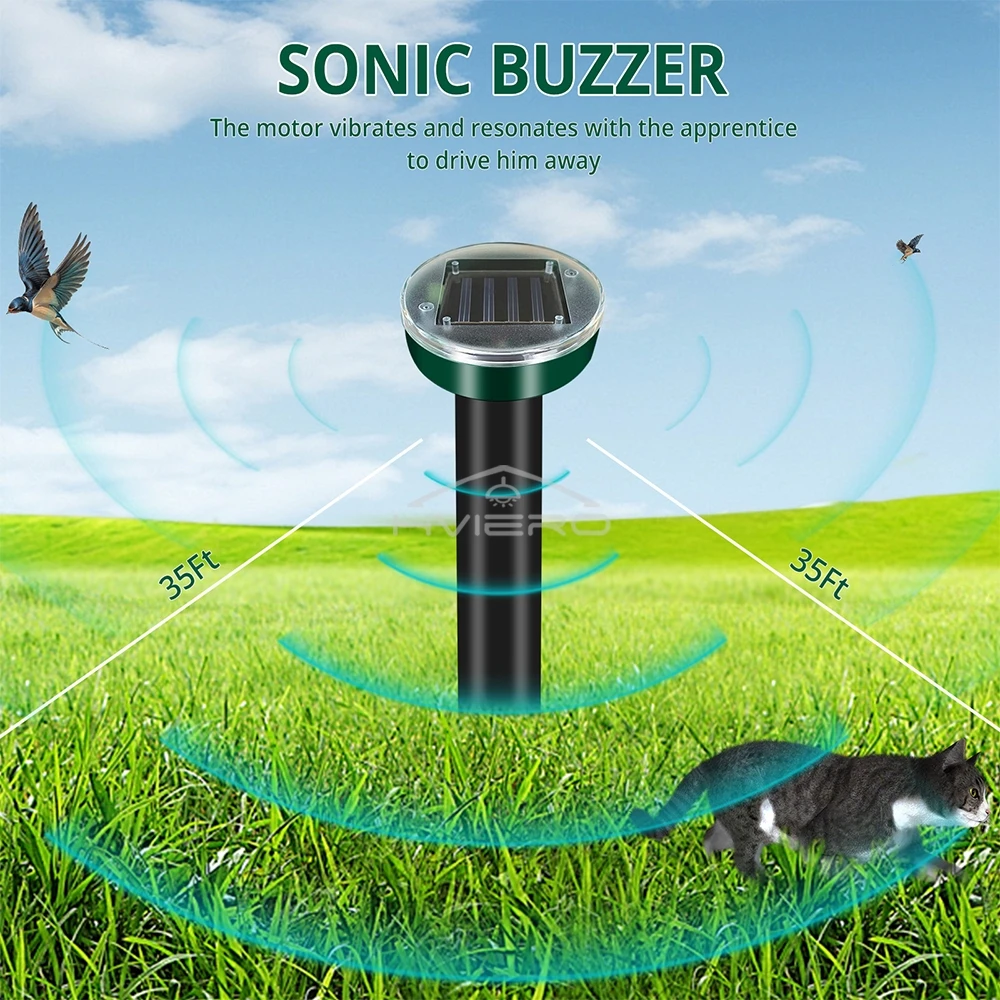 1/2/4/8 Solar Powered Ultrasonic Sonic Mole Pest Rodent Repeller Repellent Yard Outdoor Lamp Backyard Farmland Mouse Repeller
