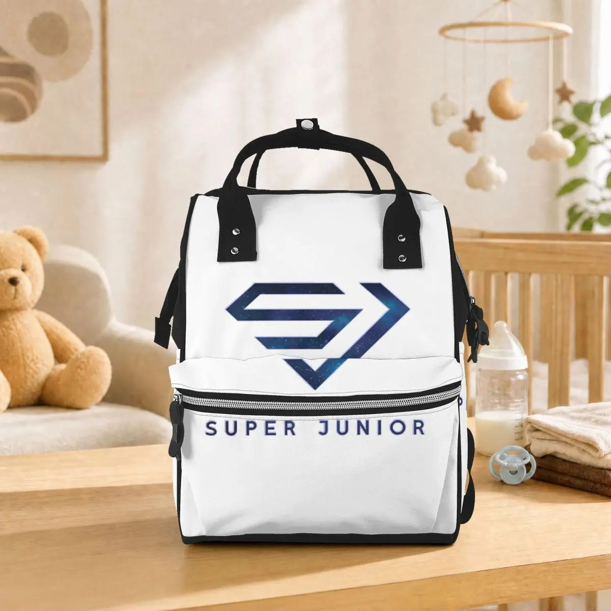 Super Junior Logo Student Backpack School Bag Hiking Travel Daypack for Men Women Bookbag Shoulder Bags