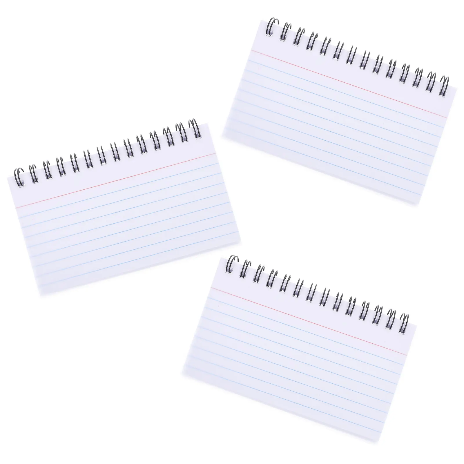 

3pcs White Review Cards Student Teacher Notebook Pocket Spiral Index Cards Ring Portable Memo Pad Daily Plan Diary