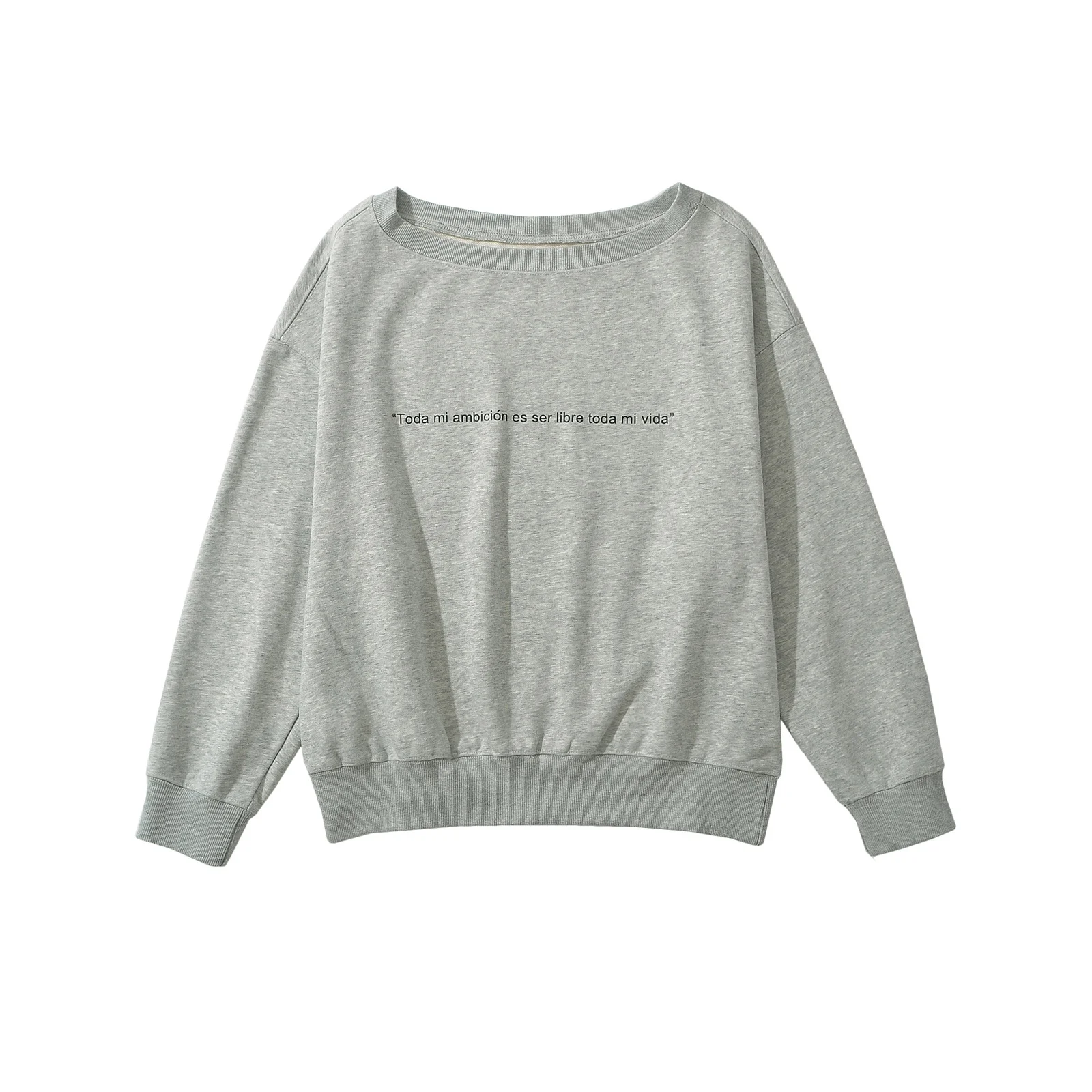 レトロアメリカンロングスリーブオフショルダースウェットシャツレディース春秋レイジースリーブルーズデザインセンストップストリートウェア