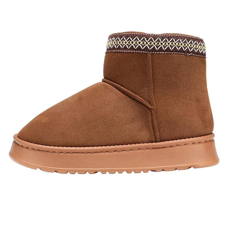 أحذية نسائية دافئة عصرية مقاومة للرياح أحذية قطنية عالية الجودة عصرية ومتعددة الاستخدامات بمقدمة مستديرة وأربطة أحذية خارجية مانعة للانزلاق