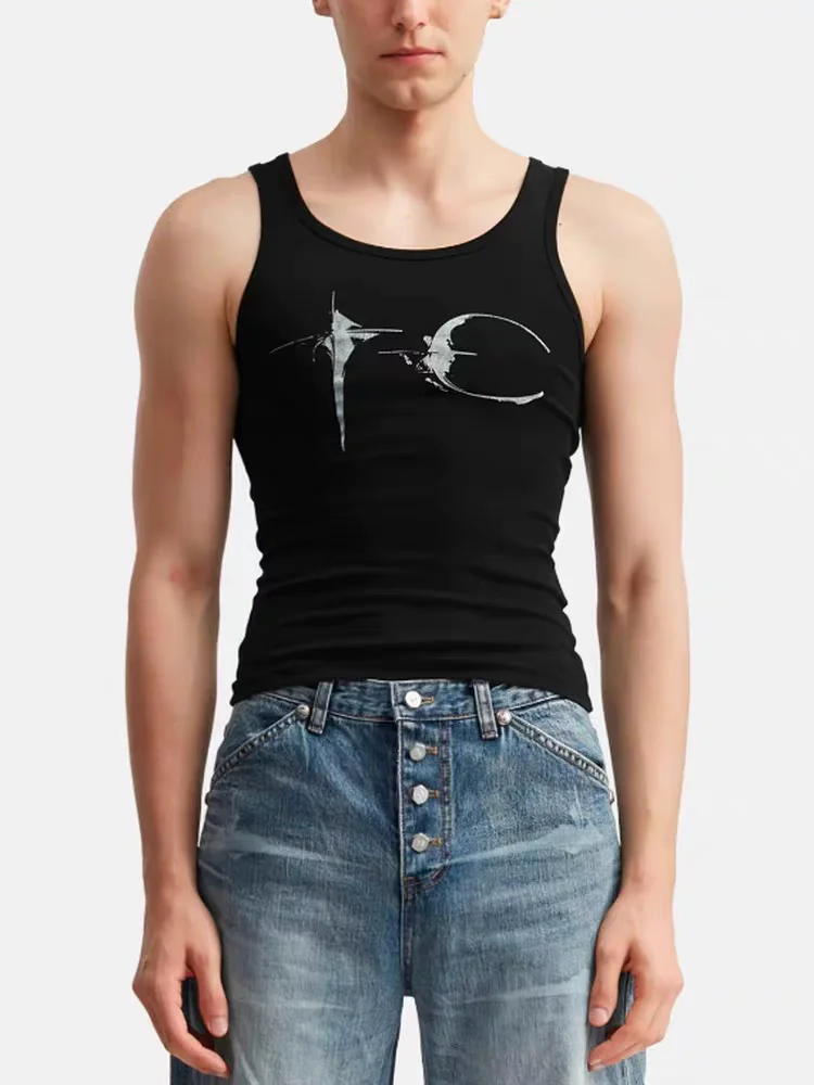 Thug Club 26SS Star Moon Logo Printed Elastic Sports Vest Unisex Sleeveless T-Shirt Casual Versatile Summer Wear for Men And ...