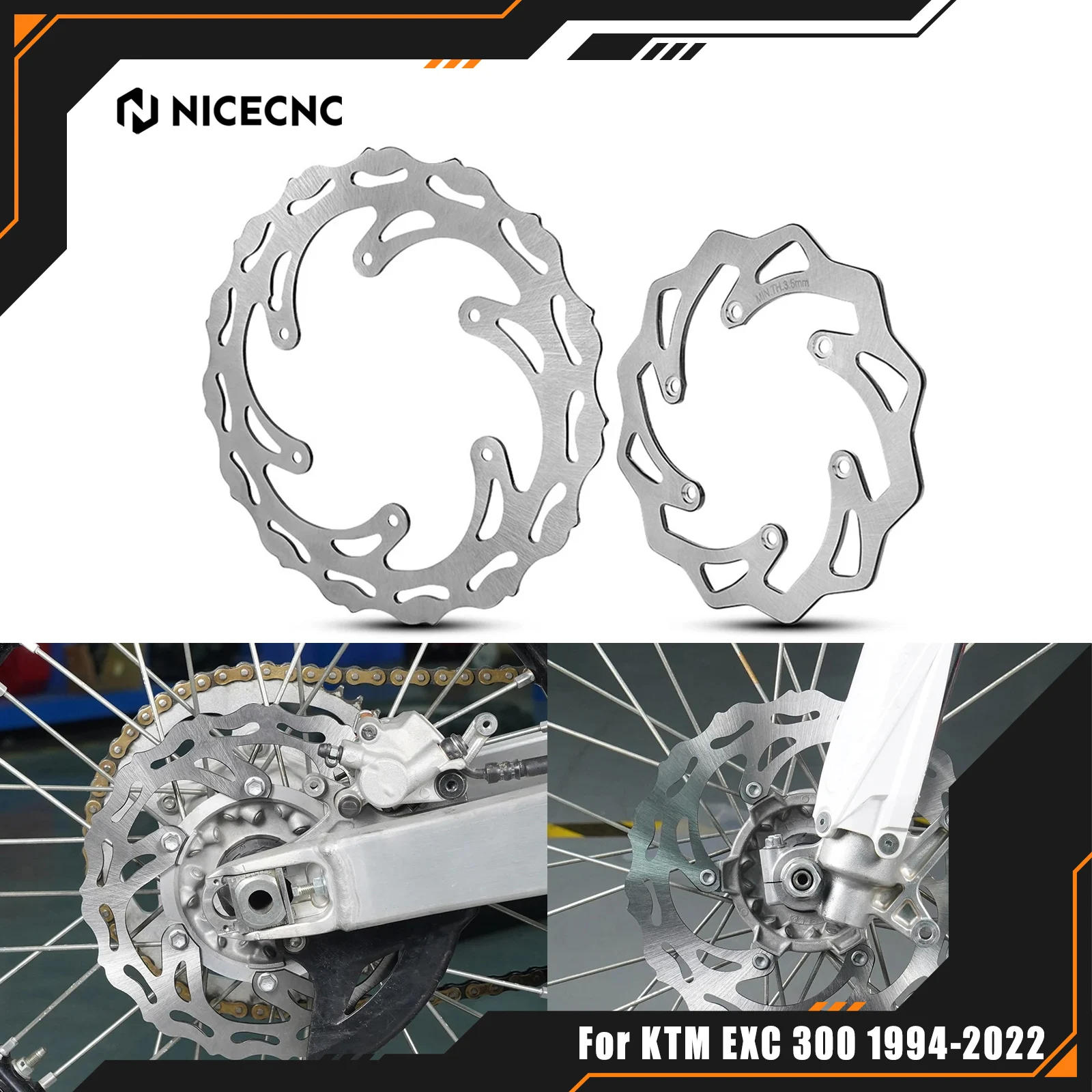 

For KTM EXC 300 1994-2022 EXC 250 EXCF 350 SXF 250 SXF 450 XCW 300 260/220mm Front Rear Brake Disc Rotor For GasGas EC 300 250