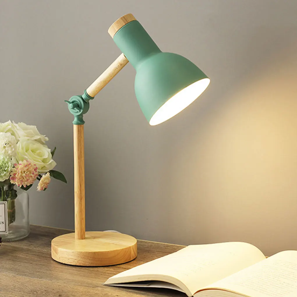 Candeeiro de mesa economizador de energia com pescoço flexível para amantes modernos Proteção para os olhos Lâmpada de quarto de bambu amarelo