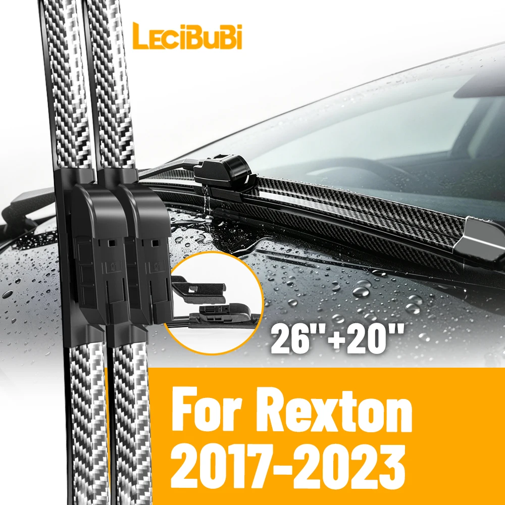 2 piezas de escobillas limpiaparabrisas delanteras para Ssangyong Rexton 2017-2023, cepillos de goma de fibra de carbono, accesorios para coche, 26 "+20"