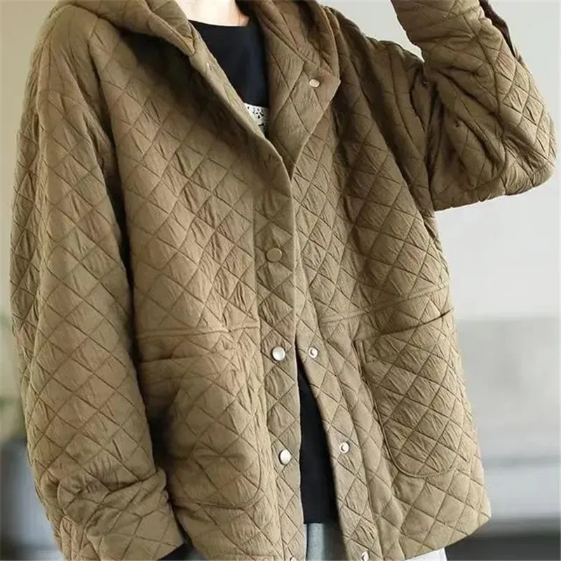 Casual Hooded Thin Light Outerwear Cotton-Padded Jacket Coat Women\'s Autumn And Winter 2022 New Loose Fashion Warm Cotton Coats