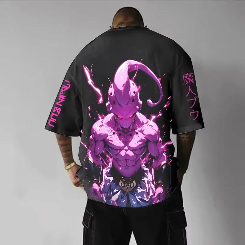 Dragon Ball 2025 Sommer Herren Lose Version T-Shirt Neue Straße Tragen Majin Buu Animation Druck Casual Wear Eltern Kind Top