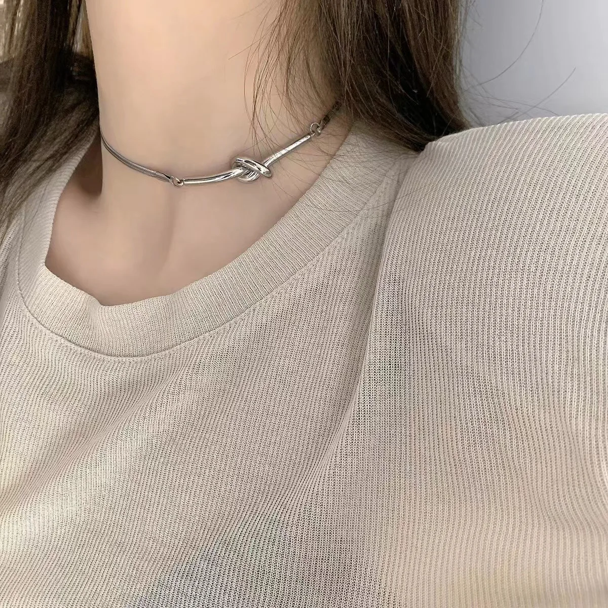 Vintage Y2k Aesthetic Pentagram Star Pendant Silver Color Choker Chain Necklace For Women Cool Hip Hop Jewelry Charm Accessories