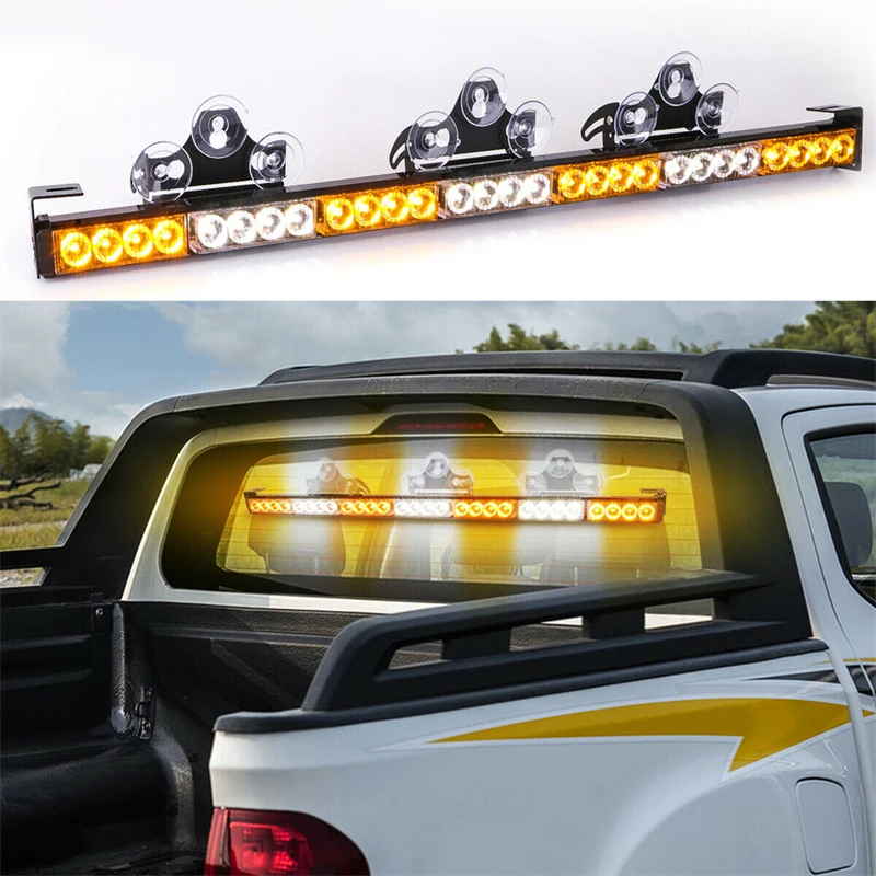 

32inch LED Strobe Light Bar Amber White Emergency Hazard Warning Safety Beacon Lights Car Truck Police Fireman Light 12V-24V