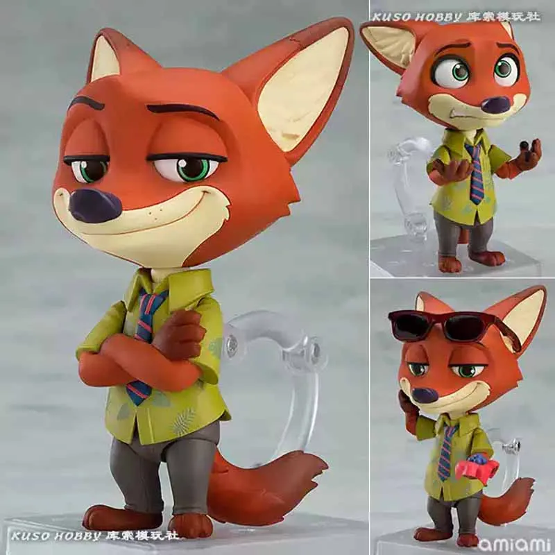 GSC 오리지널 넨도로이드 애니메이션 닉 와일드 주디스 레이버네 홉스 액션 피규어 모델 키트 어린이를위한 장난감 선물