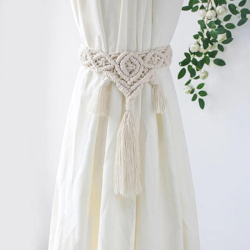 Bohemian Style Hand-woven Curtain Tie Rope With Beadfringe Farmhouse Decorative Pendant Curtain Tassel Strap Room Decor