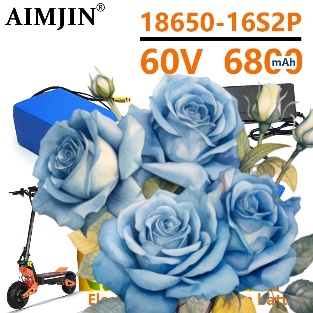 

6800mAh lithium battery pack 16S2P 60v For electric scooter refitting high-capacity mountain bike battery