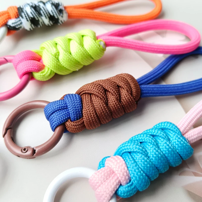 Creative Anti-Lost Knot Nylon Rope Keyring Colorful Braided Lanyard Keychain For Women Men Car Backpack Pendant Accessories Gift