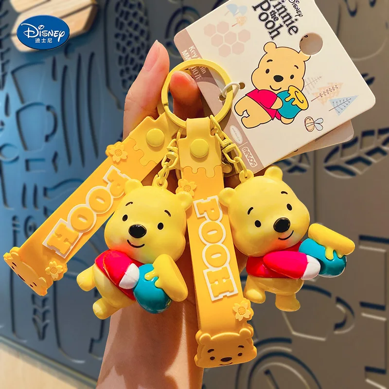 

Disney Pooh Bear PVC Anime Figure Keychain Accessories Keyring Bag Decoration Cartoon Pendant Cute Doll Toys Birthday Gifts