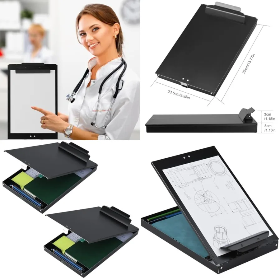 

Aluminum Clipboard with Storage, 2 Pack Recycled Metal Clipboard Box, Form Holder, Suitable for School, Office, Jobsite or Medi