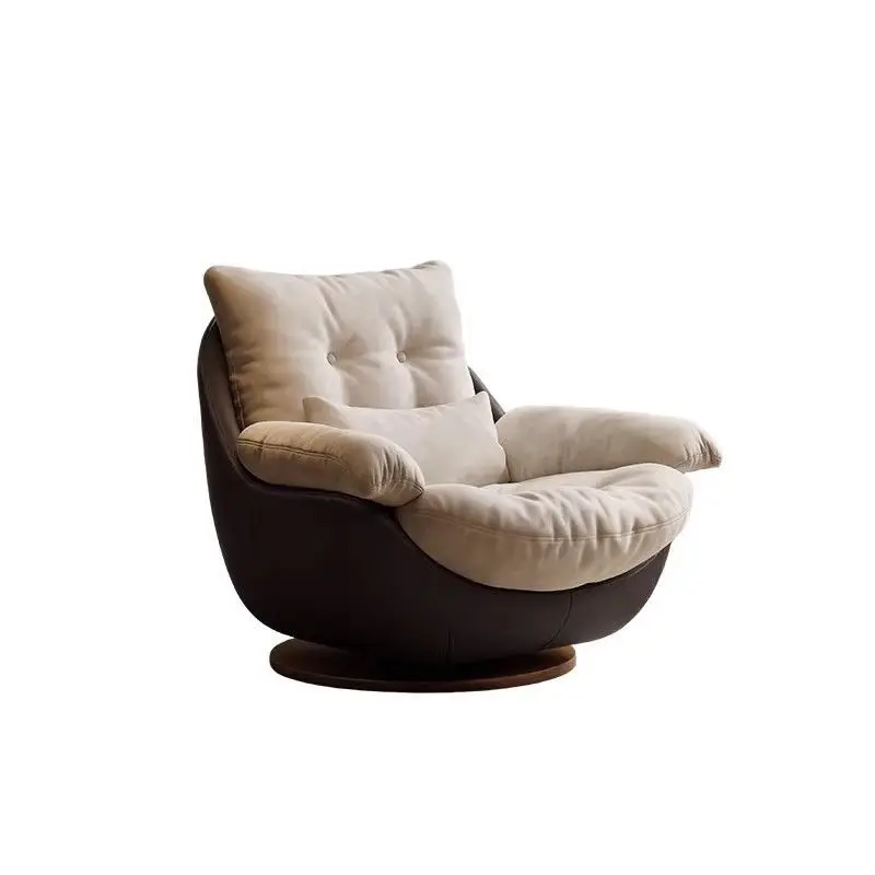 Medieval rotating chair single sofa chair living room balcony household light luxury high-end fabric lazy leisure chair