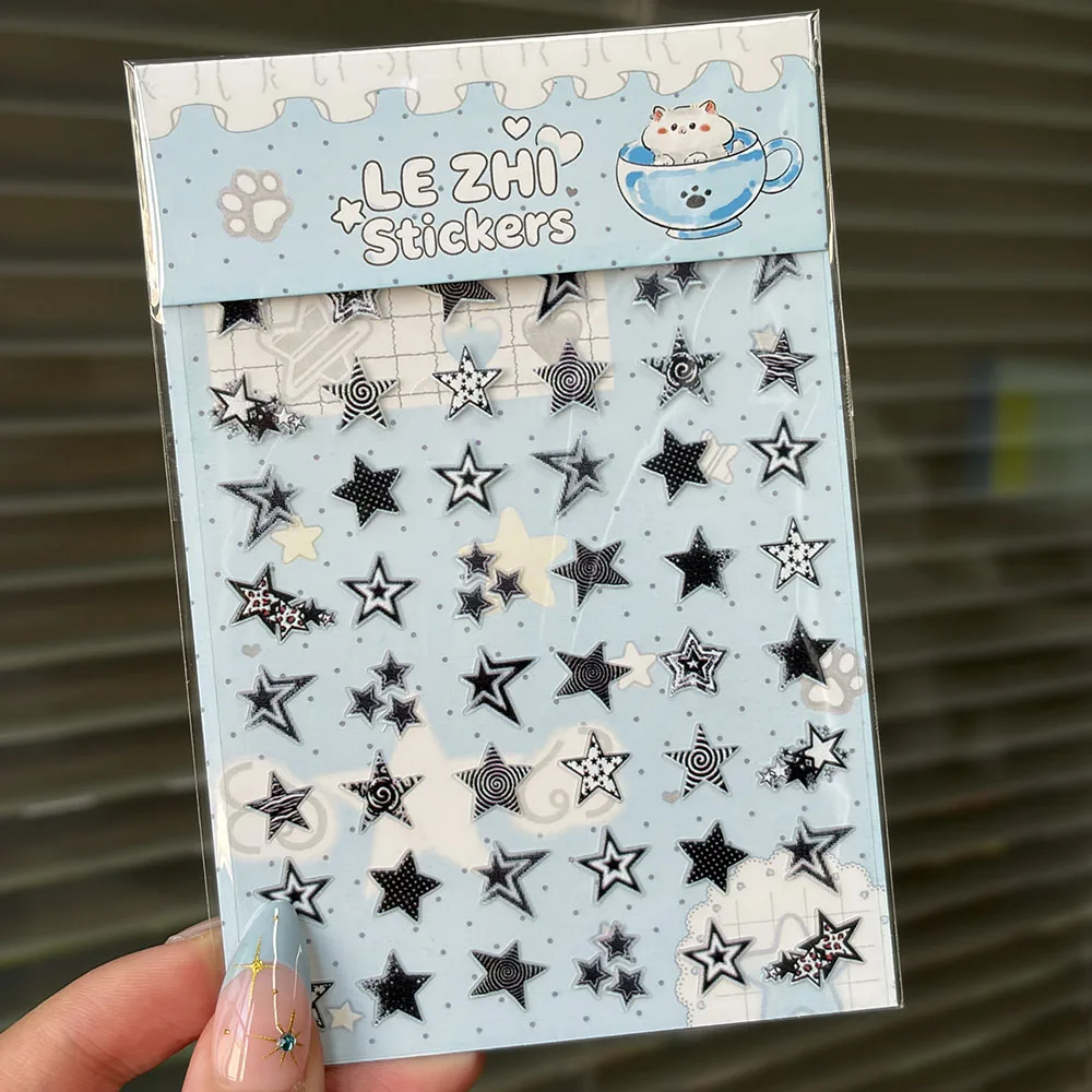 Mini Cute Wings Star Leopard Print Stickers Nail Art Waterproof Diy Phone Case Cup Keyboard Cap Handbook Stickers Friend Gifts