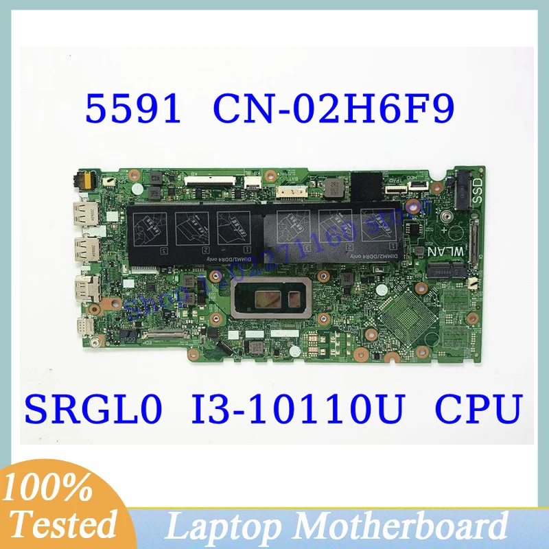 CN-02H6F9 02H6F9 2H6F9 For DELL Inspiron 5591 W/ SRGL0 I3-10110U CPU Mainboard 17859-1 Laptop Motherboard 100% Full Working Well