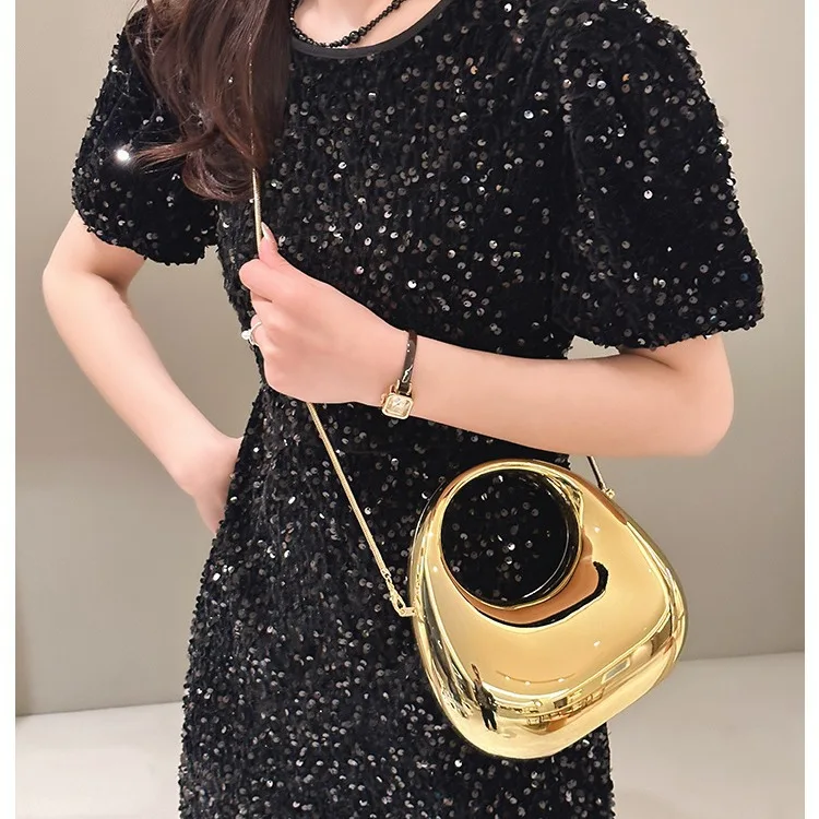

Spring Summer 2024 High End Acrylic Moon aped Handbag Gold And Silver Decorative Home Decoration Cross Border New Arrival