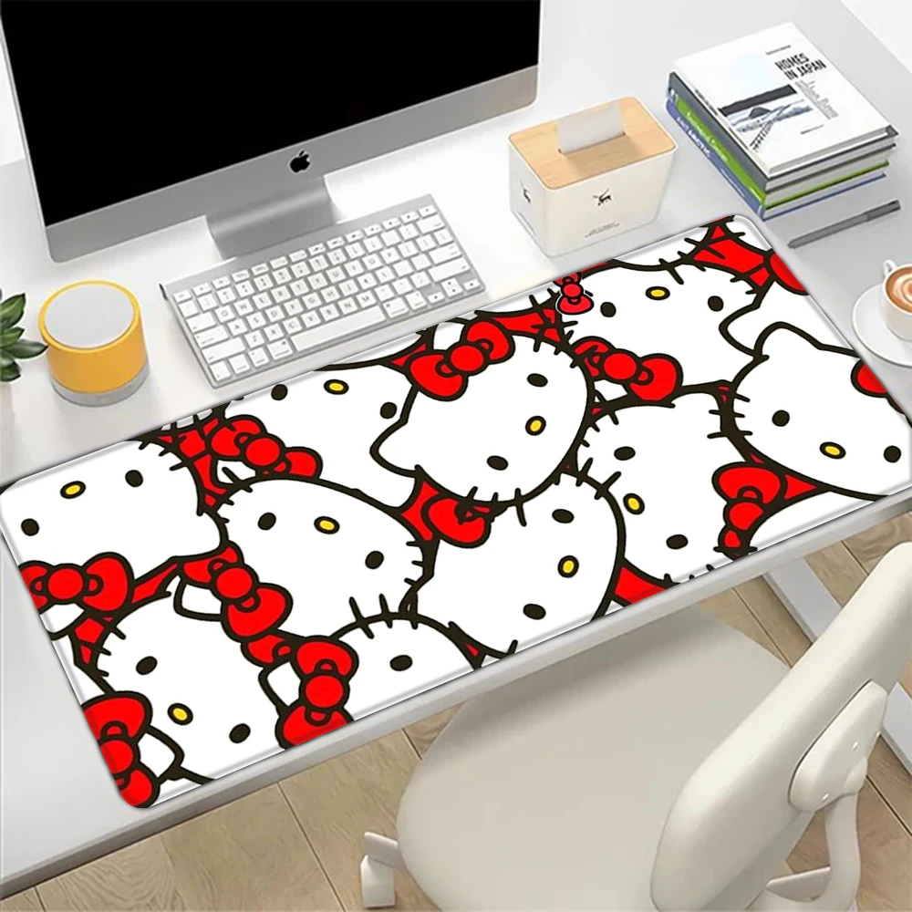 Cartoon Hello Kitty Mousepad HD Printing Computer Gamers Locking Edge Non-slip Mouse Pad XXL90x40cm Keyboard PC Desk Pad Gift