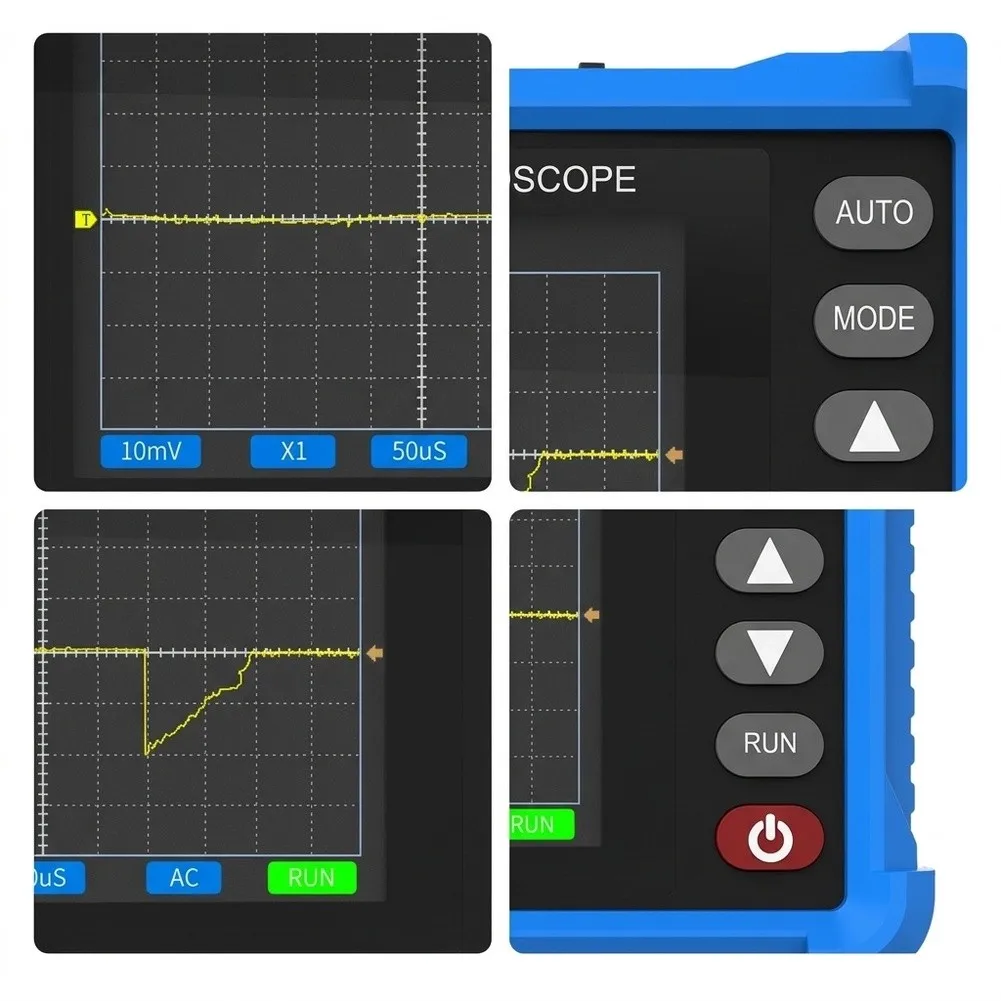 Digital Oscilloscope 250K 500K 2.8 Inch Screen 250kHz 500kHz Bandwidth AC/DC Coupling Time Base Progressive 1 2 5