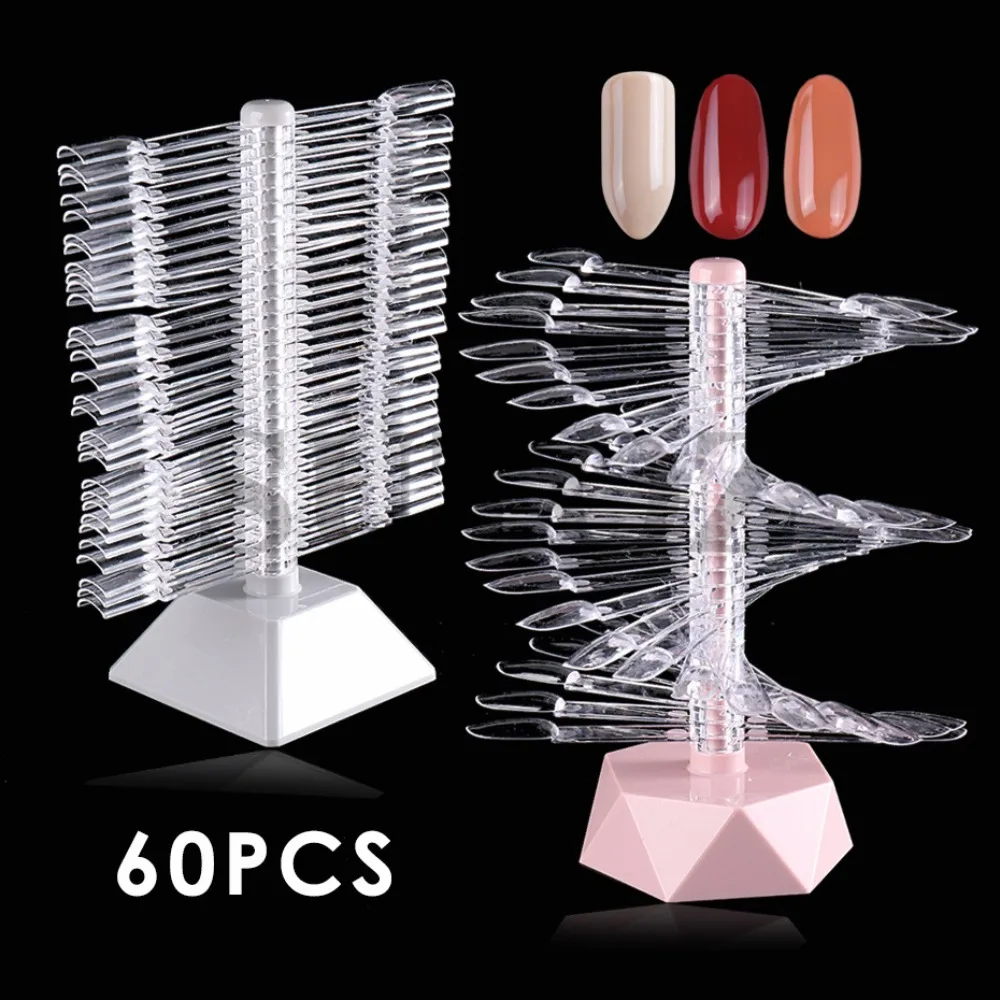 60 Nail Practice Oval Square Showing Gel Polish Manicure Shelf Nail Art False Tips Display Stand Nails Showing Shelf