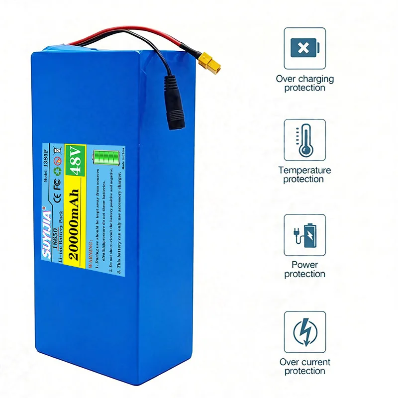 48V 20000mAh 18650 lithium battery 13S5P, built-in smart BMS, suitable for 500-1000W motor scooters