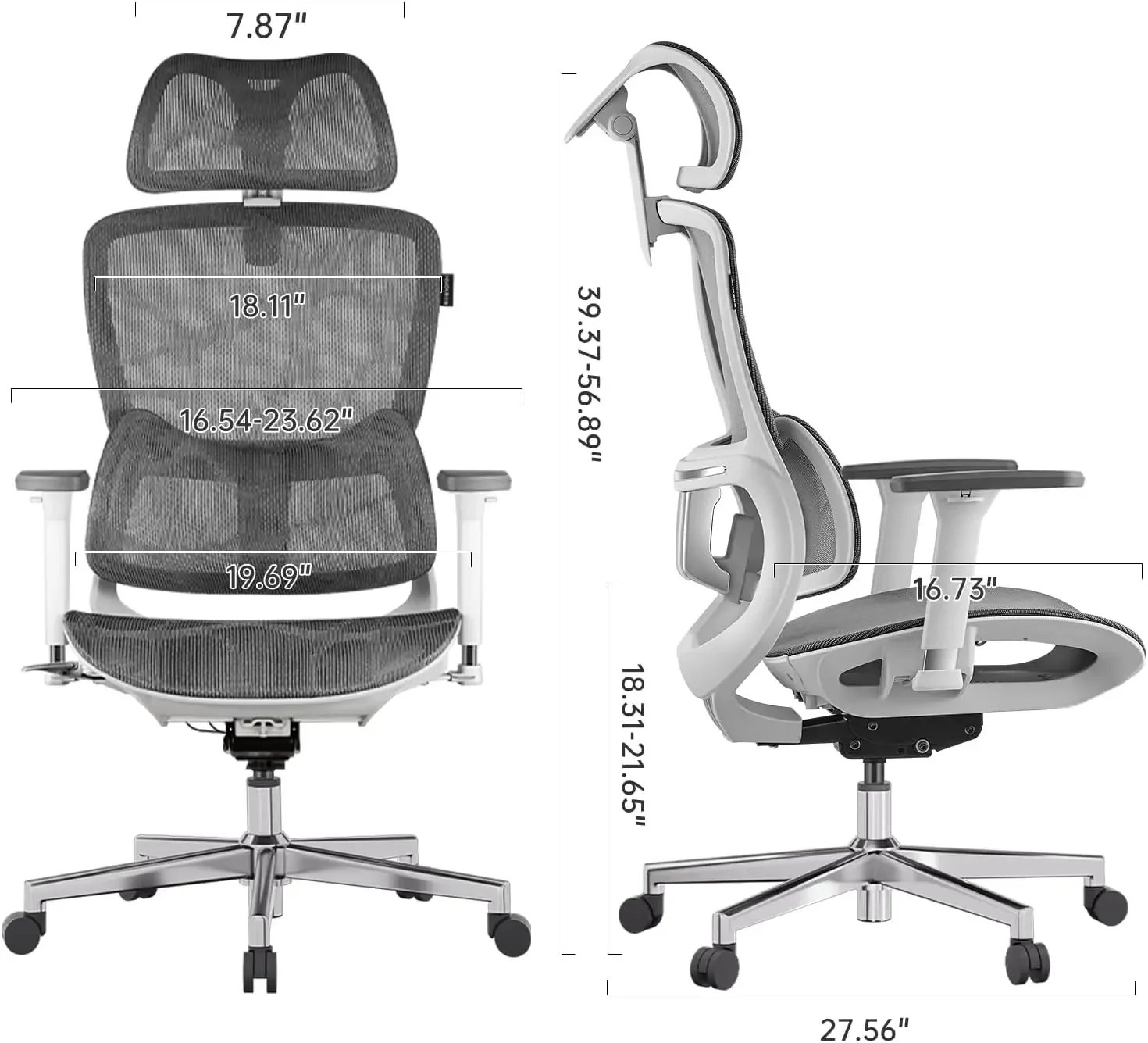 Ergonomic Office Chair, Big and Tall Mesh Office Chair with 6-Way Dynamic Lumbar Support, 3D Adjustable Armrests