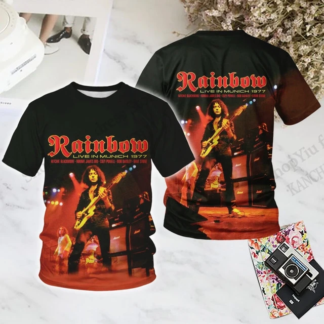 

Футболка с 3d принтом Rock Rainbow Band для мужчин и женщин, модная повседневная футболка большого размера с короткими рукавами, детские топы, футболки, мужская одежда больших размеров