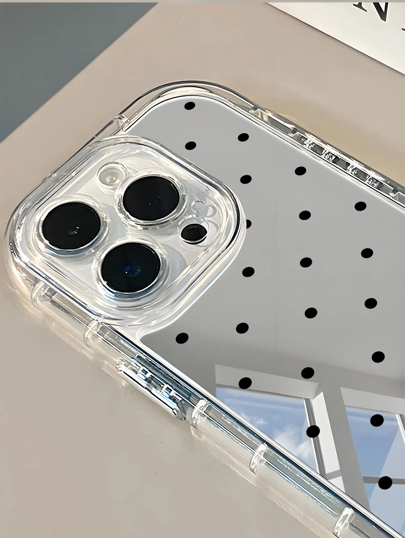 ins Polka point Lucky Mirror Phone Case For iPhone 17AIR 11 12 13 14 15 16 17Pro Max Plus Lens Ring Anti-Fall 1.5mm Hard Case
