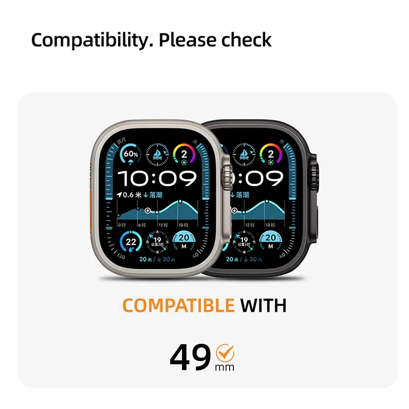 APPLIA-Custodia in metallo per orologio Ultra 2 Custodia protettiva da 49 mm Copertura paraurti con guscio posteriore per Iwatch Ultra 2/Ultra