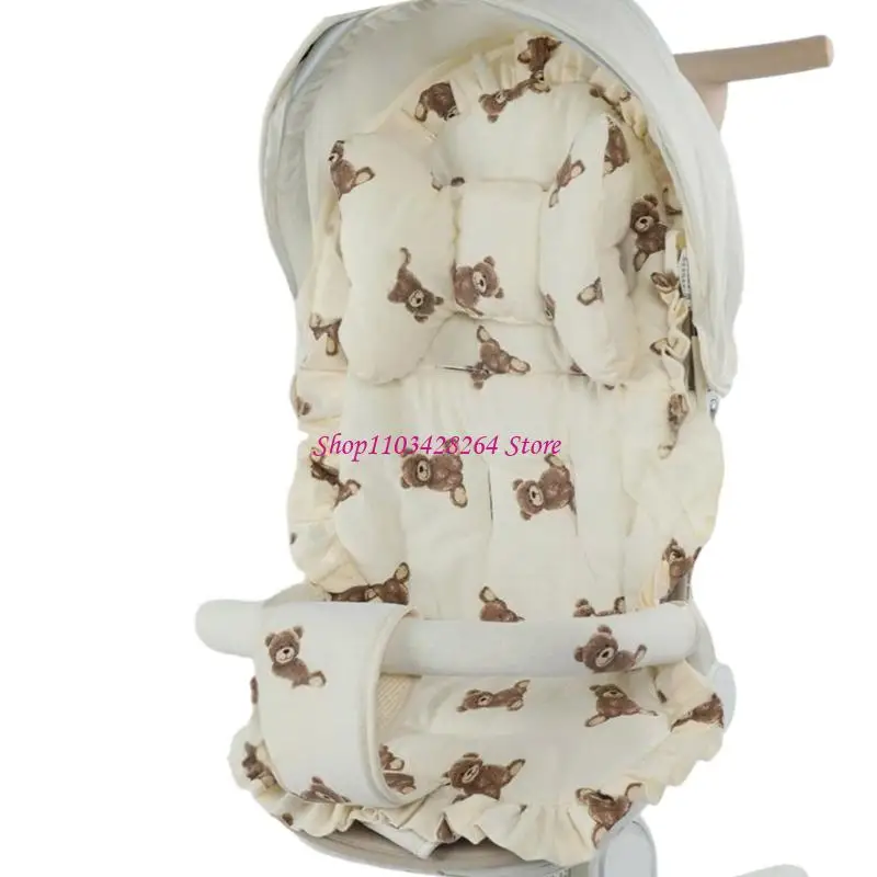 Strollers Pad Cotton Build Ventilated Insert Removable Washable Cover Secure Grip for Majority Infants Pushchairs