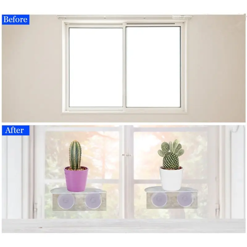 Suction Cup Window Shelf Acrylic Plant for Garden Bathroom Shelves Indoor Plant Holder Dropship