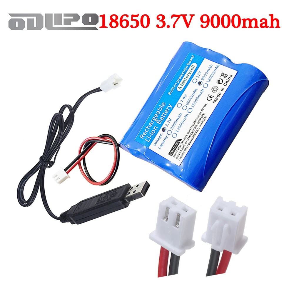 mit PH2.0-Stecker 1S3P 3,7 V 9000 mAh 18650 Lithium-Batterie für Angel-LED-Licht, Bluetooth-Lautsprecher, 4,2 V Notlicht-Backup