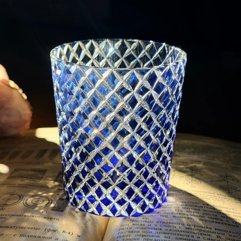 Divine Light Whiskey Tumbler Handmade Cylindrical Crystal Japanese Style Edo Kiriko Colored Glass for Cold Drinking 250ml 3