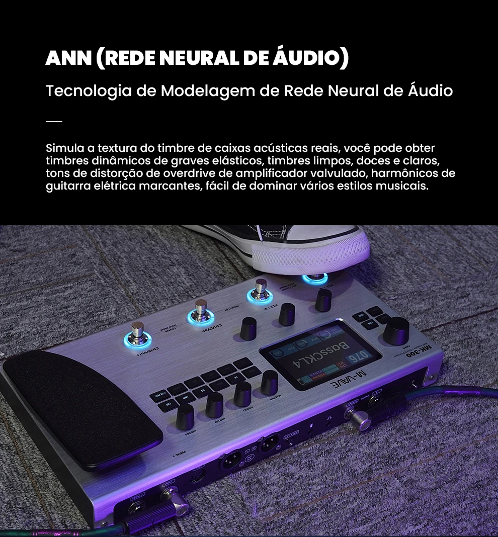 جيتار كهربائي M-VAVE MK300 مع دواسات تأثيرات متعددة، محاكي مكبر صوت عصبي، دورة 300 ثانية، عمر بطارية 128AMP/360FX/10H