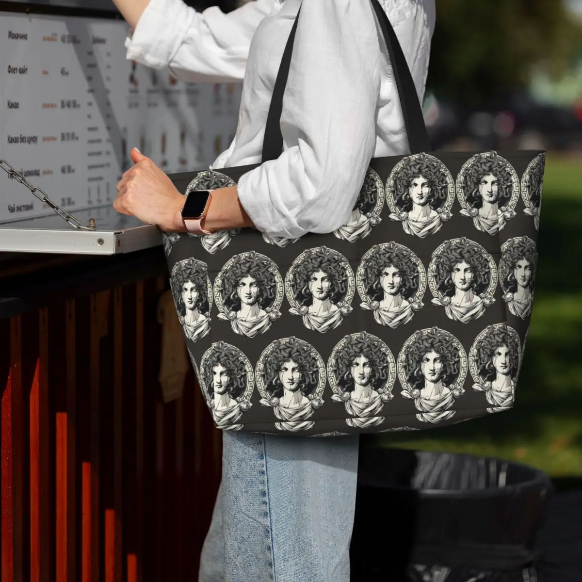 

Ancient Greece Medusa Gorgon Beach Tote Bag Sport Gym Yoga Duffle Large Tote Bag Women Travel Bag Fitness bag