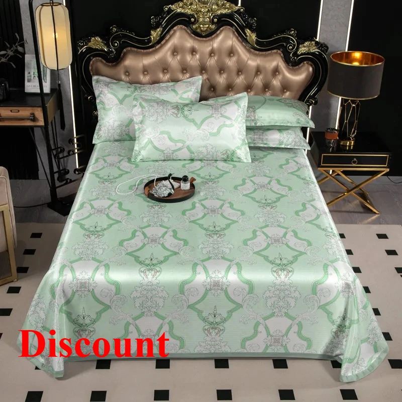 

2025 New Ice Silk Mat 230x250cm Three-piece Printed Air Conditioning Mat Machine Washable Naked Sleeping Mat Summer