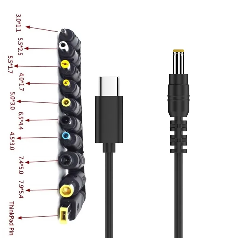 1.5m 65W 9V 12V 15V 20V Type C Dc 10PCS Power Adapter Connector kabel USB C Type C naar DC Jack Snelle Oplaadkabel Koord