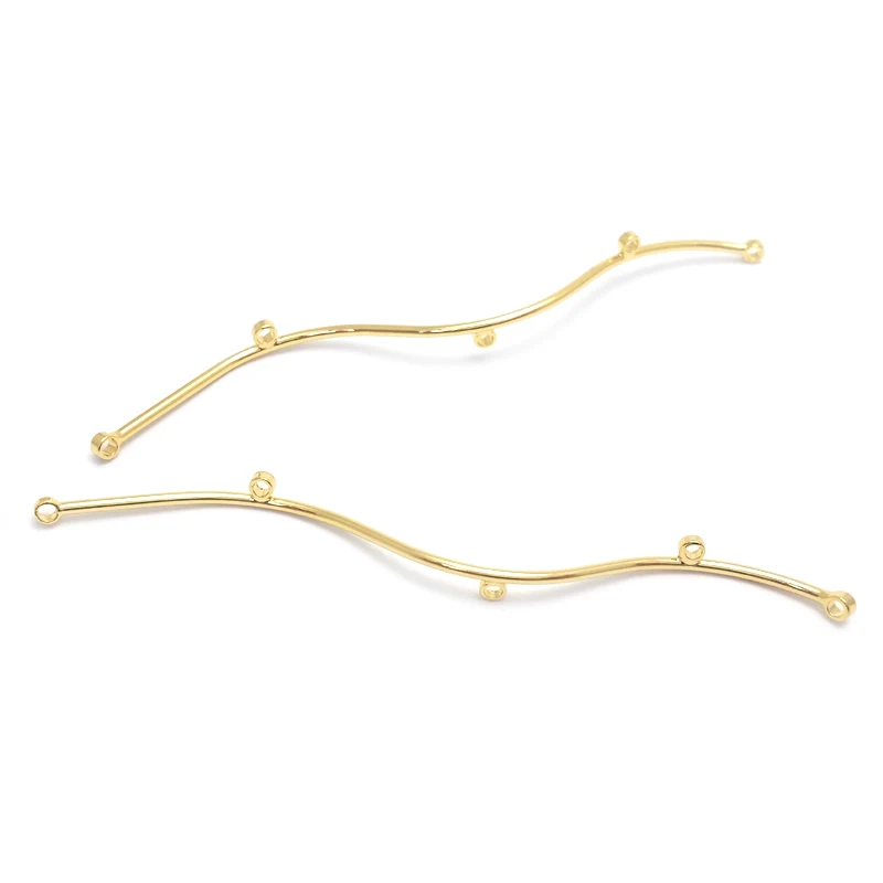 6PCS 18K Gold Color Brass Curved Tube Connect Charms High Quality Diy Jewelry Making Supplies Earrings Accessories for Women