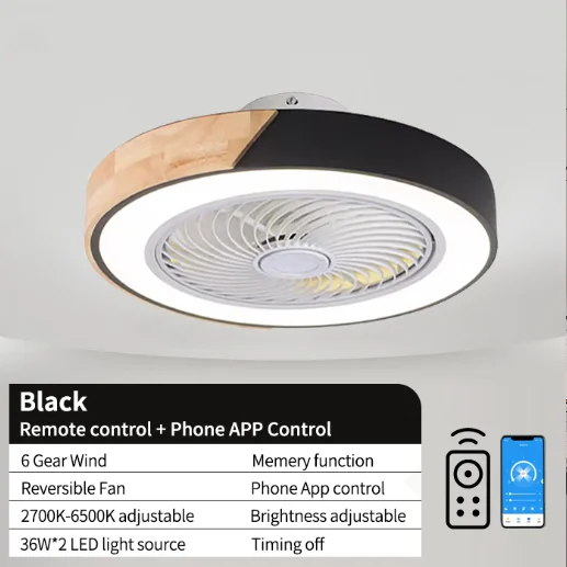 Slimme Plafondventilatoren Met Licht Voor Woonkamer Eetkamer Bladen Omkeerbaar 6 Snelheden 52Cm Ventilatoren Verlichting 110V/220V
