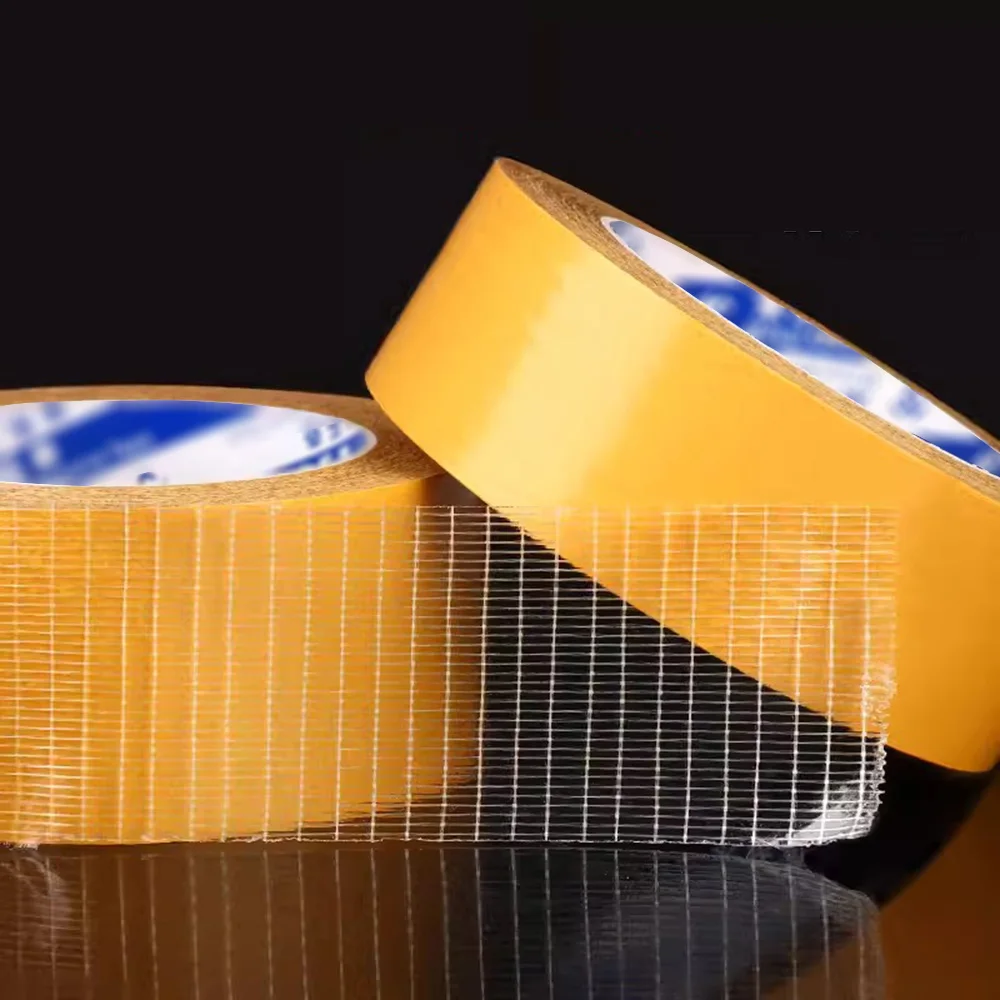 

Super Strong Adhesion Mesh High Viscosity Transparent Double Sided Grid Tape Glass Grid Fiber Adhesive Tape 10M