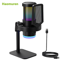 Haomuren RGB USB Condenser Microphone Studio Recording Mic for PC Computer Streaming Video Gaming Podcasting Vocal Youtube X6