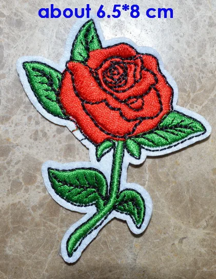 100x Red Rose Embroidery Applique Patch Set - Flower Bloom Badge Love Iron on