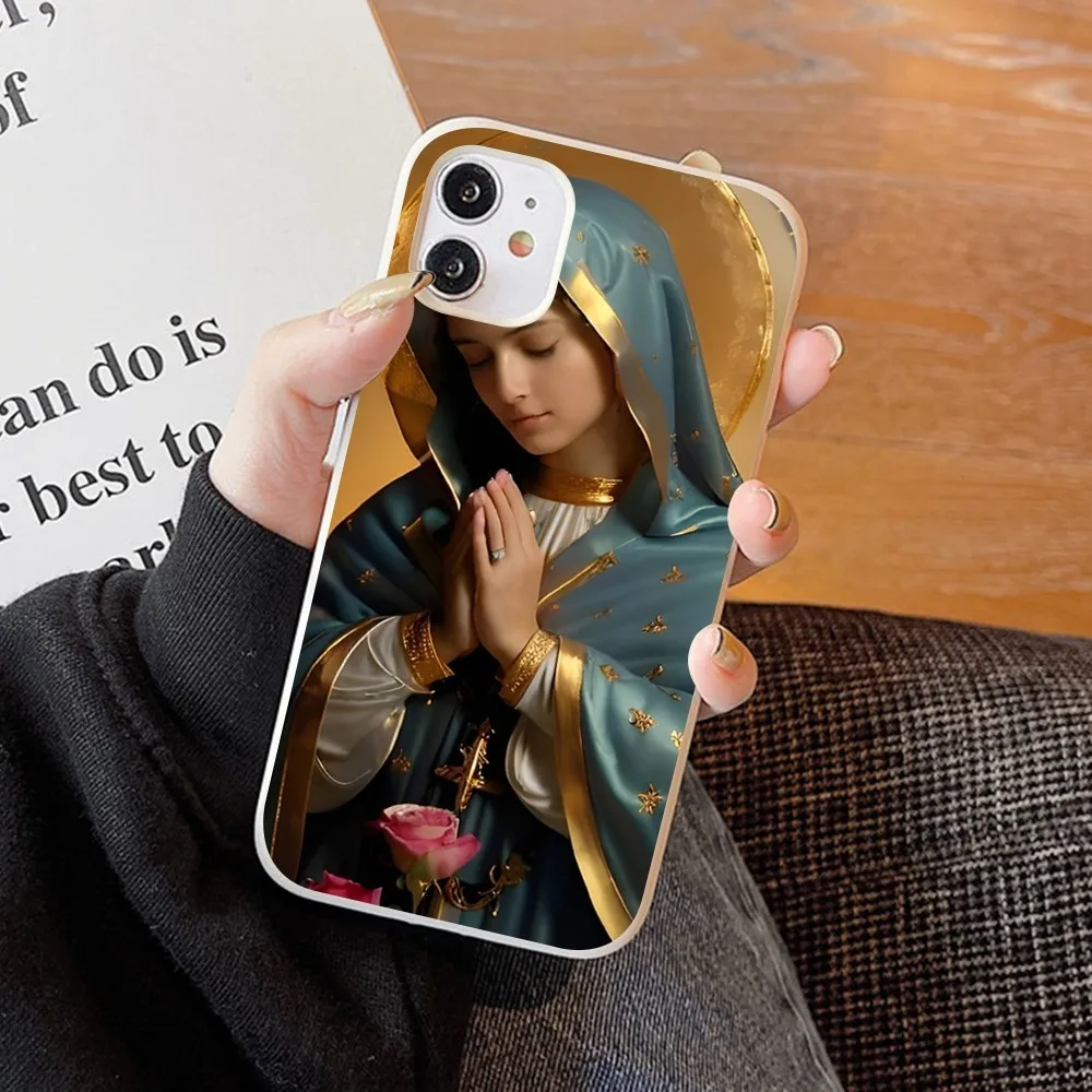 Casing ponsel Retro Our Lady Of Guadalupe warna polos lembut untuk Iphone 14 11 12 13 Mini Pro Max 7 8 Plus 6 6s X Xs Max Xr