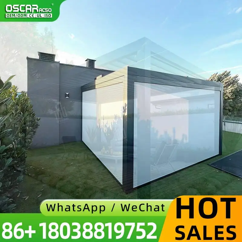 Outdoor Waterproof Motorized Louvered Canopy Exterior Gazebo 3x3 3x4 4x6m Bioclimatic Structure for Garden Patio Backyard pergol